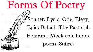 Forms Of Poetry In English literature Part Of Poetry types Of Poetry Form Of Poem [upl. by Lyndes]