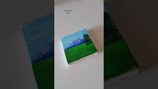 Canvas painting 🏔️🌲 shorts art painting tutorial [upl. by Engelbert]