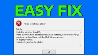 How To Fix Failed To Initialize Direct3D [upl. by Morette]