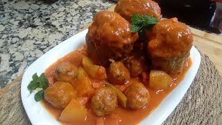 ALCACHOFAS RELLENAS y ALBÓNDIGAS con una SALSA ESPECTACULAR receta muy facil y deliciosa👌🏼 [upl. by Platus]