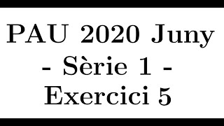 Selectivitat Matemàtiques CCSS Juny 2020 Sèrie 1  Exercici 5 [upl. by Ennoirb554]