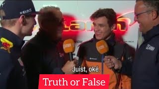 True or False with Lando Norris feat Max Verstappen [upl. by Rheims]