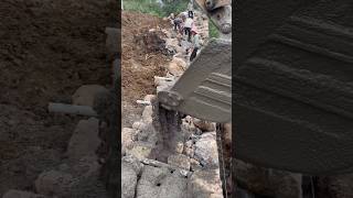 Slope retaining wall pouring concrete construction processexcavatorshorts [upl. by Notsag433]