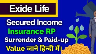 Exide life insurance secured income insurance rp plan  Surrender value  Reduced paid up value [upl. by Sonitnatsnok]