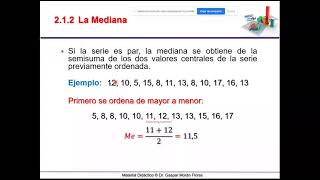 2 Estadística  Medidas de tendencia central para datos no agrupados [upl. by Hgierb]