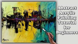 Abstract Acrylic Painting for Beginners  Step by step  Easy Painting [upl. by Yvi]