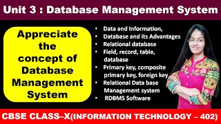 Appreciate the Concept of Database Management System  Unit 3 Class 10 Information Technology [upl. by Kamp]