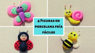 4 FIGURAS EN PORCELANA FRÍA FÁCILES  MARIPOSA  ABEJA  CARACOL  MARIQUITA Ó CATARINA [upl. by Esilram486]