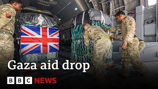 Largest international aid airdrop into Gaza since conflict began takes place  BBC News [upl. by Basil]