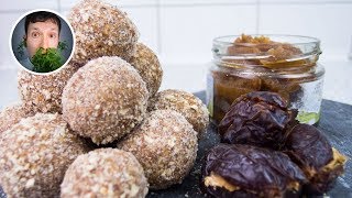 3 köstliche Rezepte aus Datteln Dattelmus Dattelpraline gefüllte Datteln  Vegane Rezepte [upl. by Seka]