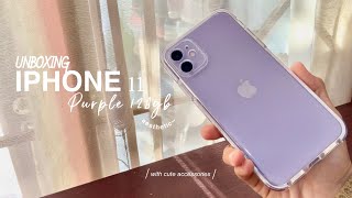 Purple IPhone 11 unboxing  accessories amp set up in 2021✨ [upl. by Eenattirb]