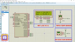 PIC16F877A HIH5030 ampamp TMP36 Temperature and Humidity Sensors  Proteus Simulation [upl. by Halas654]