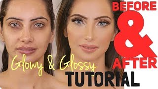 EASY SUMMER GLOWY amp GLOSSY MAKEUP TUTORIAL [upl. by Rhodia]