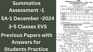 💐✍️ Summative Assessment1 SA1 December2024 35 Classes EVS Previous Papers and Answers 💐🏆 [upl. by Martie131]