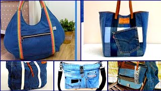 Very Gorgeous Denims upcycling Old Pants convert into new bag ideas 2024 [upl. by Akierdna]