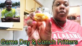 Game Day  Football Fun amp Cooking Conch Fritters [upl. by Cacka275]