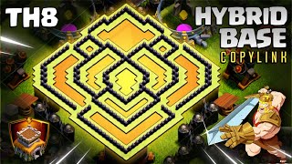 THE NEW STRONGEST Town Hall 8 ANTI 3 STAR HYBRID BASE 2024 with COPYLINK Clash of Clans 1071 [upl. by Joyan]