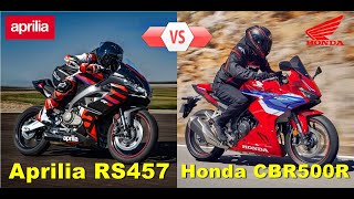 Aprilia RS457 vs Honda CBR500R Comparison TM [upl. by Caniff]