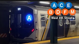 🅩 NYC Subway ACE amp BDFM Train Action at West 4 St  Wash Sq Morning Rush Hour [upl. by Eilojne731]