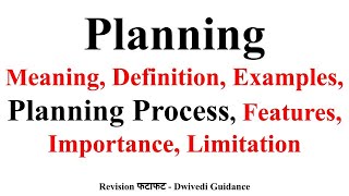 Planning Planning Process Planning definition features of planning importance limitation bcom [upl. by Yendys]