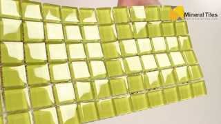 Glass Mosaic Tile Backsplash Yellow 1x1  101CHIGLABR108 [upl. by Ellehcar625]