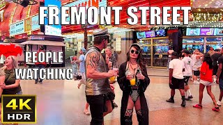 Fremont Street Las Vegas Hot August Night People Watching [upl. by Nalorac]