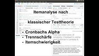 RStutorials V 20 Itemanalyse mit RStudio [upl. by Piotr711]