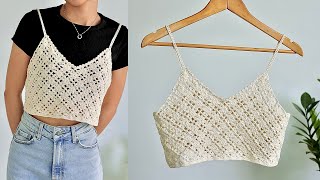 Crochet Floral Square Top Tutorial  Chenda DIY [upl. by Anawk]