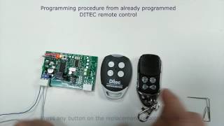 DITEC replacement remote programming procedure by using existing already programmed Ditec remote [upl. by Ylen685]