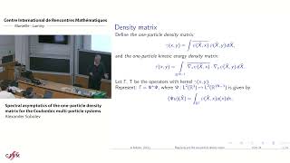 Alexander Sobolev  Spectral asymptotics of the oneparticle density matrix for the Coulombic [upl. by Templer]