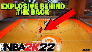 HOW TO DO EXPLOSIVE BEHIND THE BACK w HANDCAM NBA 2K22 2K22 DRIBBLE TUTORIAL 2K22 TIPS AND TRICKS [upl. by Dollie998]