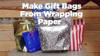 How To Turn Wrapping Paper Into A Gift Bag DIY [upl. by Tanya]