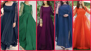 LATEST NEW PLAIN CHIFFON amp GEORGETTE LONG MAXI STYLE CASUALPARTY WEAR FROCKS DESIGNS COLLECTION [upl. by Evelina129]