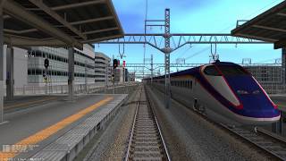 新幹線・前面展望 ターミナル駅発→駅通過 （鉄道模型シミュレーター） [upl. by Ahsitneuq653]