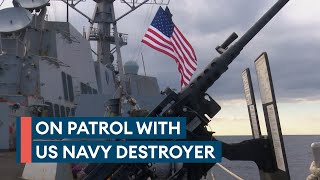 Exclusive On board a US Navy destroyer patrolling the Mediterranean [upl. by Nagah831]