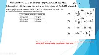 51 8 Convertir el 16 Bimensual en efectiva periódica bimestral R 655 bimestral [upl. by Paymar425]