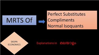 MRTS of Perfect substitutes complimentsamp normal IsoquantsNet Set MA economics malayalam [upl. by Sedruol]