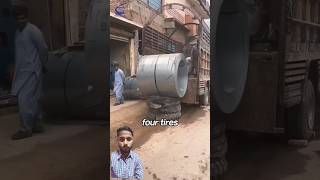 Steel coil unloading 😱😱 construction machine engineering viralvideo shorts [upl. by Pandolfi]