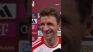 Thomas Müller ist heute in ganz amüsanter Stimmung 😂 sport1 sport1news shorts fcbayern [upl. by Edgell310]