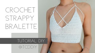 Crochet Strappy Bralette  Tutorial DIY [upl. by Xeno]