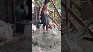 Cement mixing for column in second floor [upl. by Hegyera]