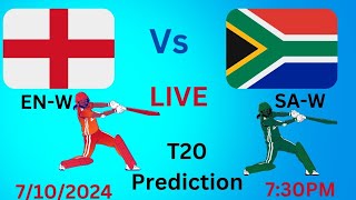 ICC Womens T20 WorldCup Match 2024 England Womens Vs SouthAfrica Womens Live Prediction 7October [upl. by Ledairam514]