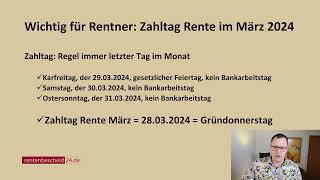 Wichtig für Rentner Zahlung der Rente im Monat März 2024 [upl. by Harry]