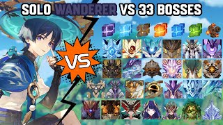 Solo C1R1 Wanderer vs 33 Bosses Without Food Buff  Genshin Impact [upl. by Vincentia]