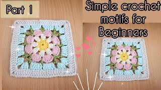 Easy crochet motifs for Beginners pattern for blnket، clothes [upl. by Domonic]