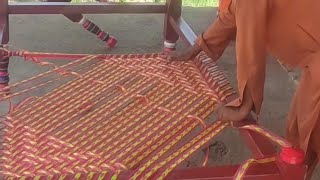 Artist techniques of weaving a cot  beautiful designed ful easy method [upl. by Reedy]