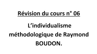 Lindividualisme méthodologique de Raymond BOUDON 1 [upl. by Adnor431]