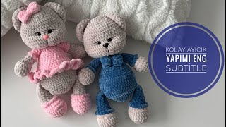 Kadife ipten kolay Ayıcık yapımı💙 12 Eng subtitle Amigurumi tutorial crochetbearplushtoys [upl. by Farika]