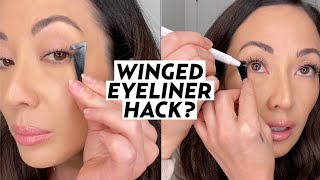 Winged Eyeliner Hack Trying Flash Cat Eye from LOreal [upl. by Zingale474]