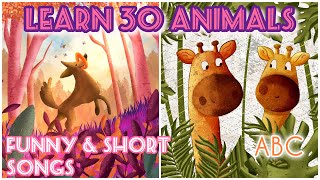 Learn Animals amp Alphabet Sing Along Song Cute Animals Clips amp Original Song [upl. by Cosetta2]